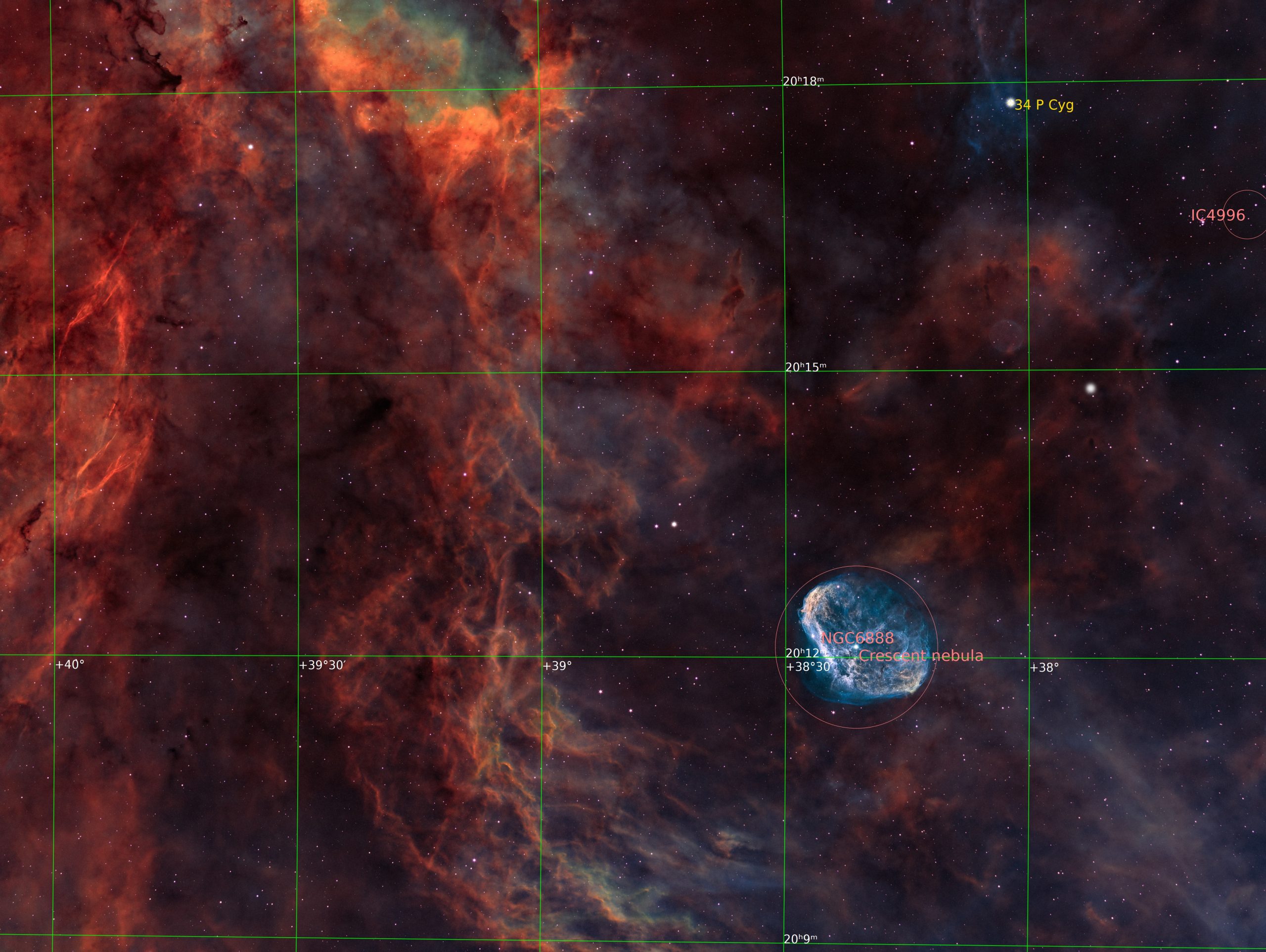 NGC6888 Die Sichelnebel Region